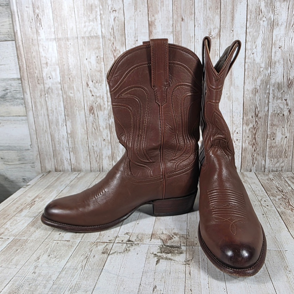 Tecovas The Cartwright Bourbon Calfskin Leather Cowboy Boots Mens 10.5 D Round - Picture 5 of 8